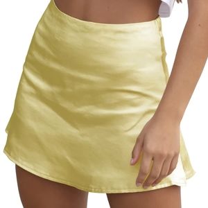 LYANER Women's Casual Floral Print Satin skirt 